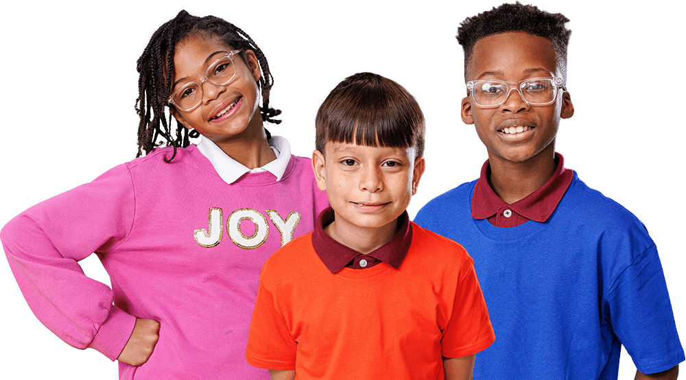 Three children smiling together supported by Brighter Days evidence-based youth programs in Dallas TX